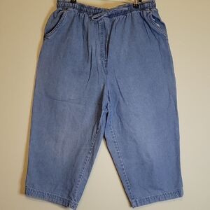 Relaxed Fit Blue Denim Capris